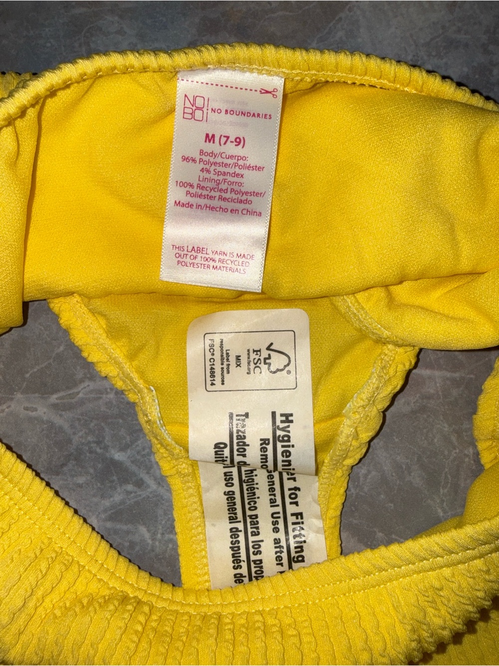 No Boundaries Yellow Textured High-Waist Bikini - Picture 4 of 5